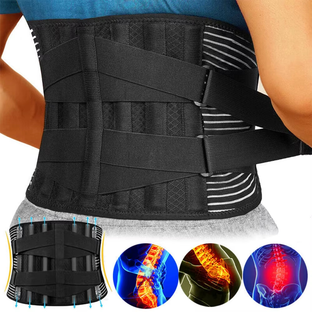 Lower Back Brace Lumbar Support Belt Adjustable Double Pull Breathable Spine Decompression Medical Orthopedic Brace Pain Relief